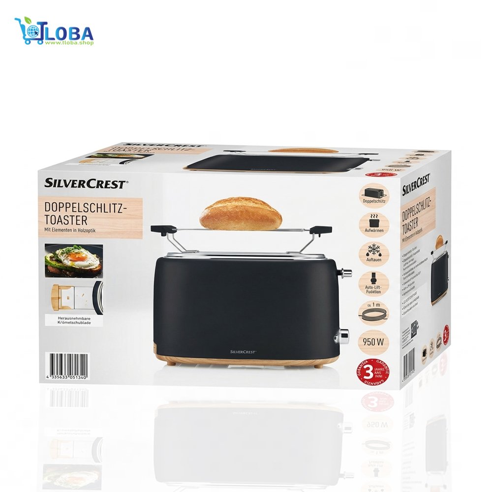 SilverCrest Double-Slot Toaster (Doppelschlitz-Toaster) with Wood-Look Accents