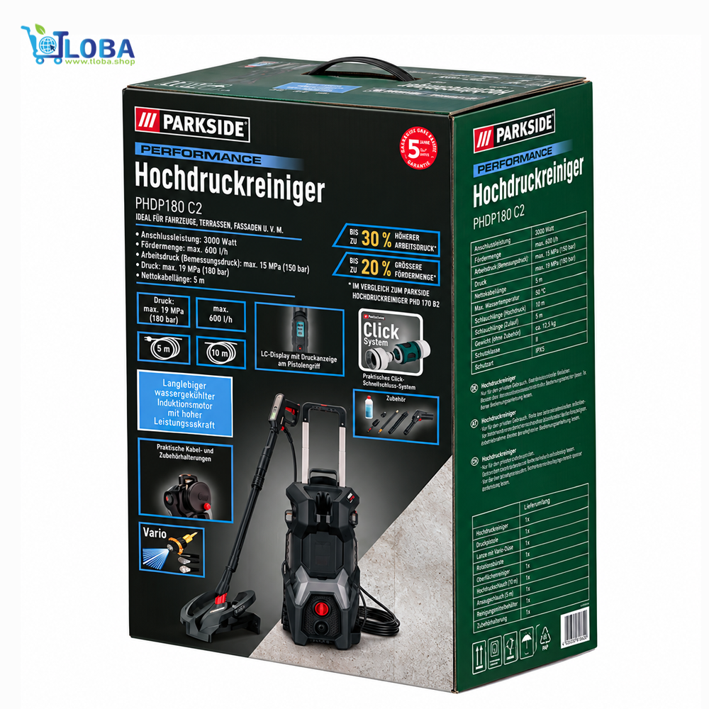 PARKSIDE PERFORMANCE High-Pressure Washer (PHDP180 C2).
