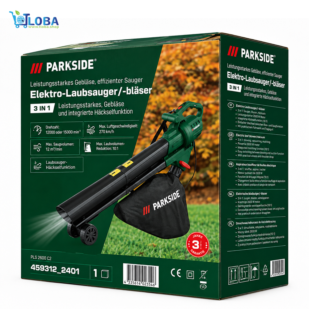 PARKSIDE 3-in-1 Electric Leaf Vacuum & Blower