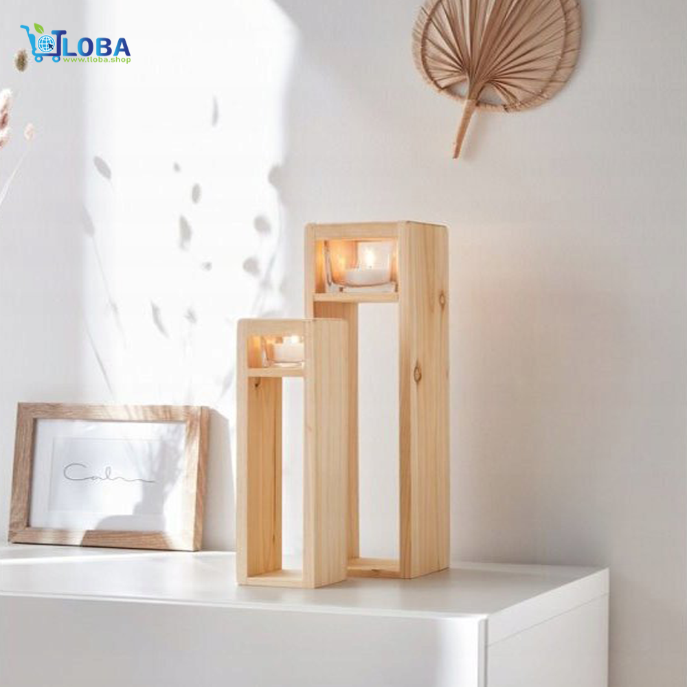 LIVARNO home Wooden Candle Holder Set photo 3