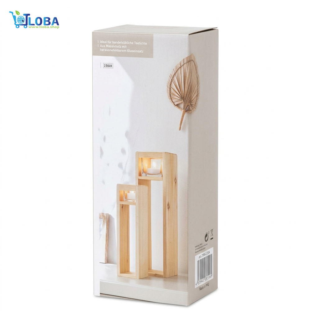 LIVARNO home Wooden Candle Holder Set
